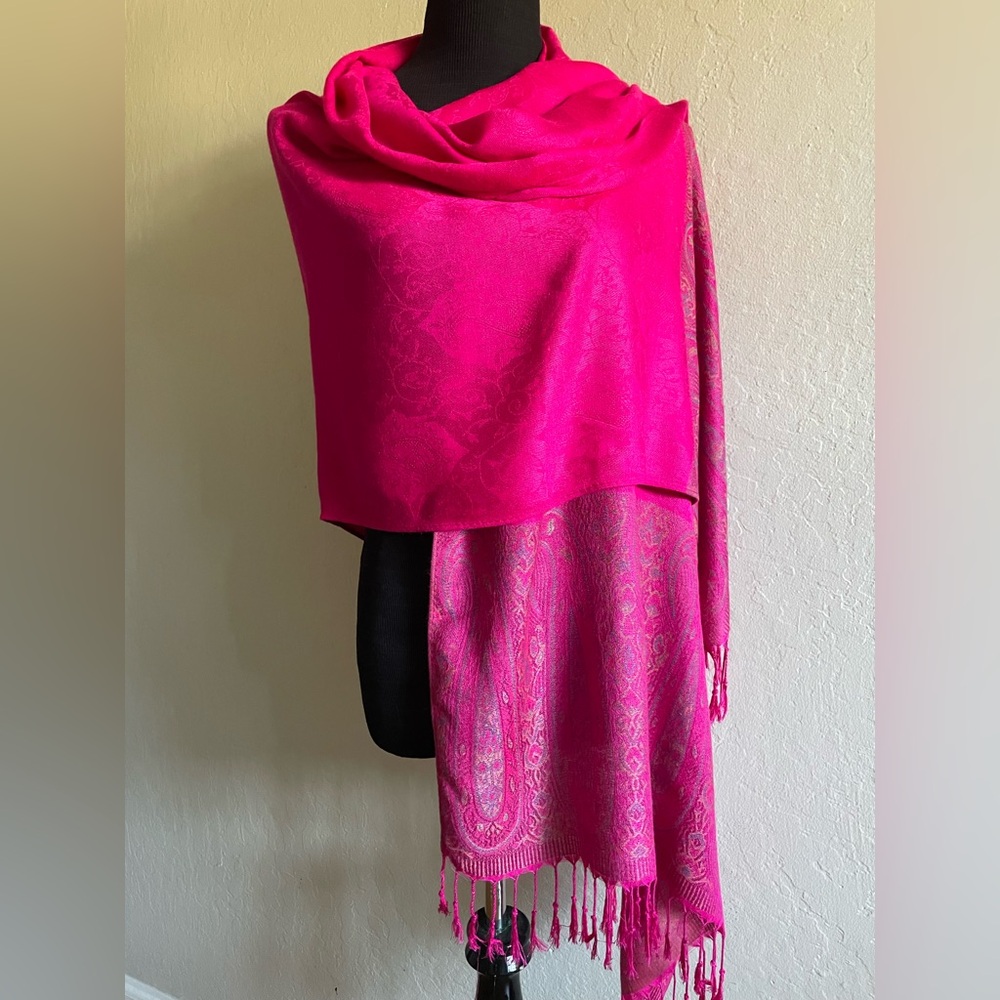 Fuchsia and paisley soft shawl